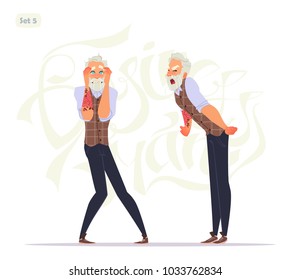 Senior fashion man in different emotions and expressions. Business person in modern fashion look.