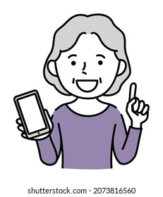 Senior female operating a smartphone
