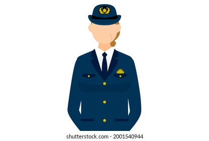 Senior female police officer posing, Back hands folded