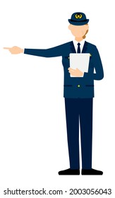 Senior female police officer posing, Pointing with a clipboard
