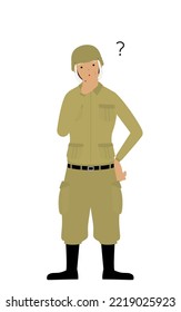 Senior Female Soldier Pose, Have doubts