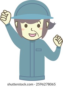 Senior female worker posing in a fist