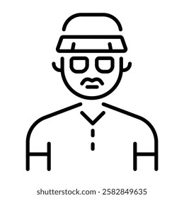Senior golfer icon in linear style 