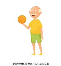 Hochrangiger Grauhaariger Mann mit Mustache Holding Ball Vektorillustration Illustration