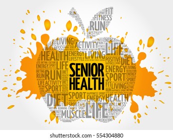 Senior health apple word cloud, health concept