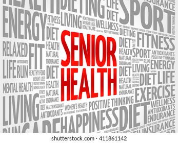 Senior health word cloud background, health concept