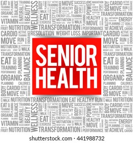 Senior health word cloud background, health concept