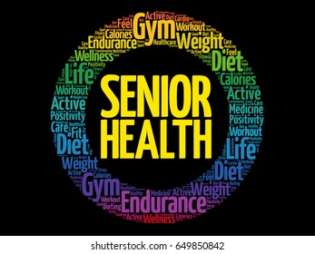 Senior health word cloud background, health concept