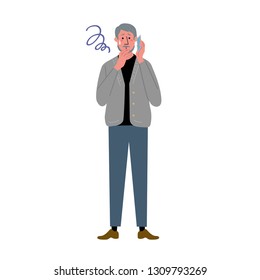 Senior illustration vector using smartphone