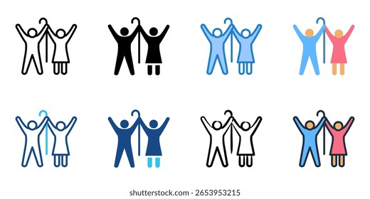 ícone Independência Sênior definir coleção de vários estilos 
