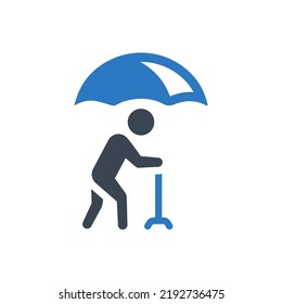 Senior insurance icon (Simple vector illustration)