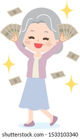 Senior lady has a lot of money