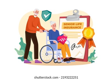 Senior Life Insurance Illustration concept on white background