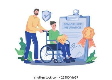 Senior Life Insurance Illustration concept on white background