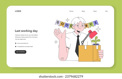 Senior life milestones web banner or landing page. Getting old and maturing, retirement. Pensioner saying goodbye at workplace. Aged people experience. Flat vector illustration.