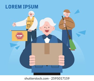 Senior Life Welfare Character Illustration