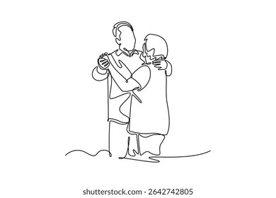 Conceito de amor sênior. Design de desenho de linha única. Ilustração gráfica vetorial