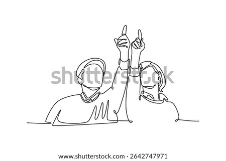 Senior love concept. Single line draw design. Vector graphic illustration