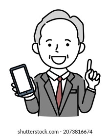 Senior male business person operating a smartphone
