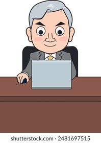 Senior male businessman using a computer