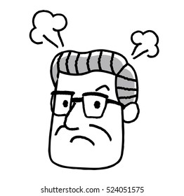Senior male, face, facial expression: get angry