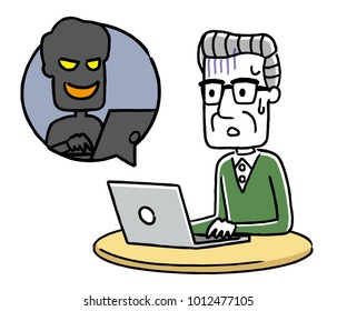 Senior male: internet, crime, fraud