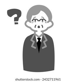 Senior male office worker becoming confused