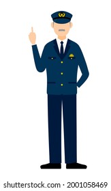 Senior male police officer posing, Pointing