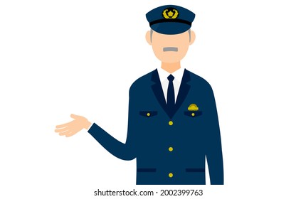 Senior male police officer posing, Lead the way