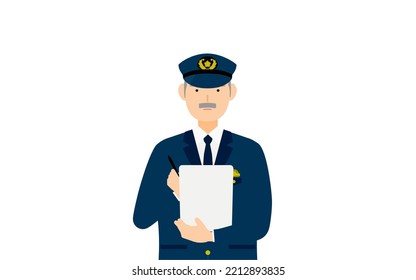Senior male police officer posing, Policing
