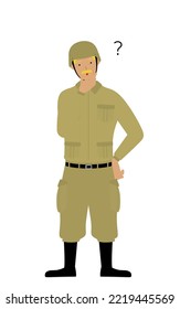 Senior Male Soldier Pose, Have doubts