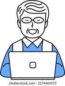 Senior male using a computer : Operation