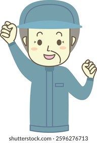 Senior male worker posing in a fist