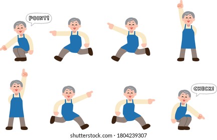 Senior Man In Apron Pointing Finger