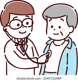 Senior man being auscultated by a doctor