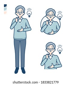 Senior Man with came up with images.It's vector art so it's easy to edit.