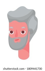 Cartokopkopf von Senior man mit Bart-Design, Großvater und alter männlicher Person Thema Vektorgrafik