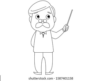 Senior man in the class - black and white -