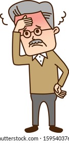 Senior man with cold or fever