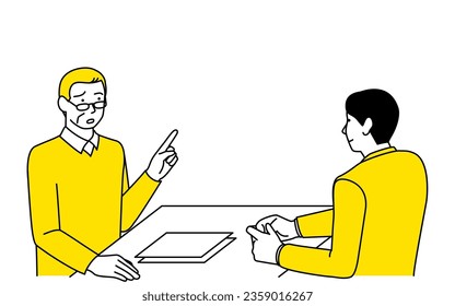 Senior man consulting at the counter, Vector Illustration