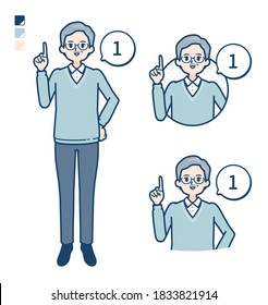 Senior Man with Counting as 1 images.
It's vector art so it's easy to edit.
