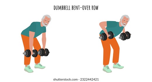 Senior man doing crunch exercise. Active lifestyle. Flat vector illustration