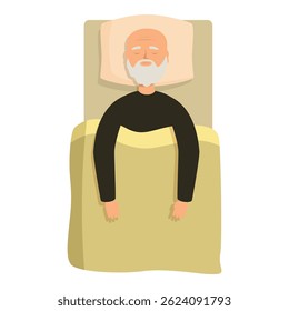 Senior man enjoying a peaceful sleep, resting comfortably in a bed with a yellow blanket