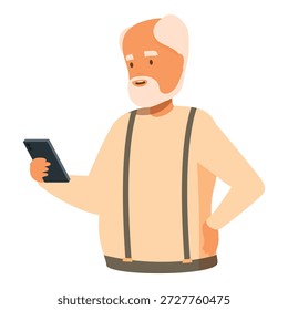 Senior man enjoying using his smartphone, showcasing the adoption of technology among older generations