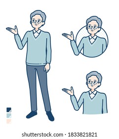 Senior Man with Explanation image.
It's vector art so it's easy to edit.
