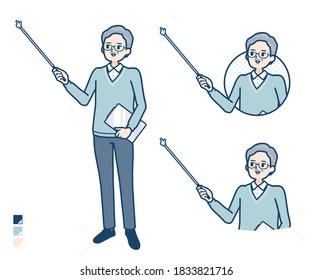 Senior Man with Explanation with a pointing stick image.
It's vector art so it's easy to edit.
