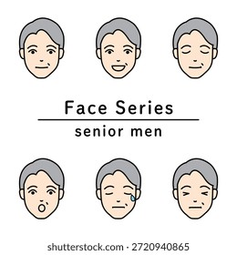 Conjunto de expresiones faciales de hombre senior Ilustración vectorial de iconos