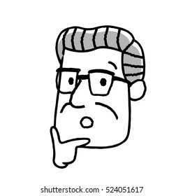 Senior man, face, facial expression: think, consent