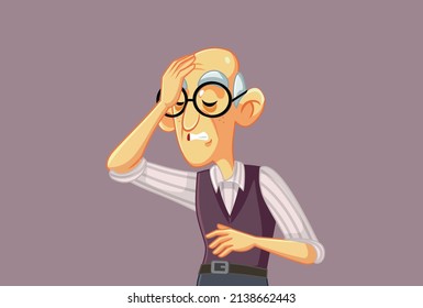 
Senior Man Feeling Desperate in Stressful Situation Vector Illustration. Unhappy elderly grandpa feeling stressed and frustrated
