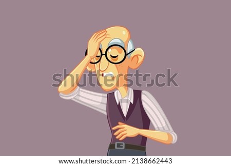 
Senior Man Feeling Desperate in Stressful Situation Vector Illustration. Unhappy elderly grandpa feeling stressed and frustrated
